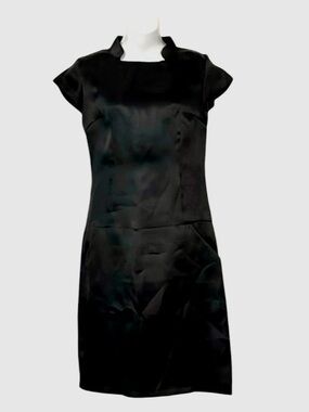 Wayne Women’s Black Silk Cap Sleeve Sheath Cocktail Dress Sz 4